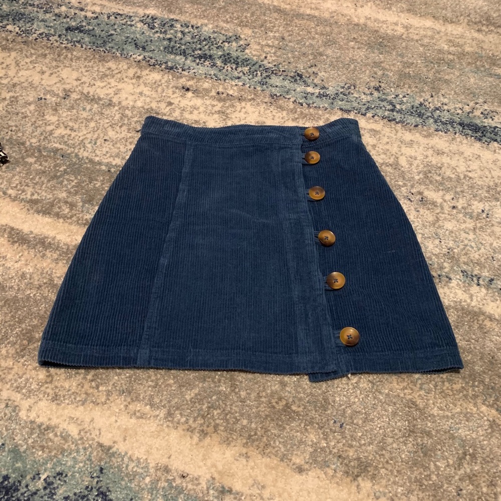 Blue corduroy medium mini skirt